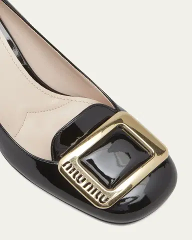Miu Miu Patent Buckle Block-Heel Pumps | Thumbnail 3