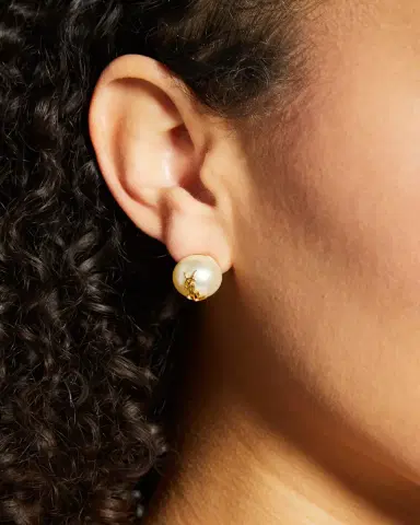Saint Laurent YSL Pearly Stud Earrings | Thumbnail 2