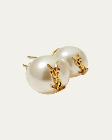 Saint Laurent YSL Pearly Stud Earrings | Thumbnail 3