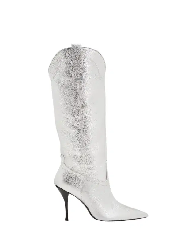 Stuart Weitzman Outwest Metallic Calfskin Stiletto Western Boots