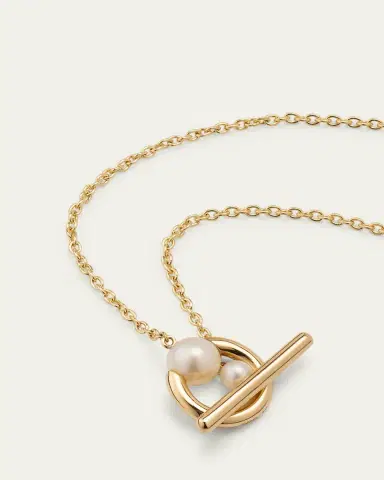 Sophie Bille Brahe 14K Recycled Yellow Gold Claudia Simple Necklace with Freshwater Pearls | Thumbnail 3