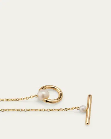 Sophie Bille Brahe 14K Recycled Yellow Gold Claudia Simple Necklace with Freshwater Pearls | Thumbnail 4