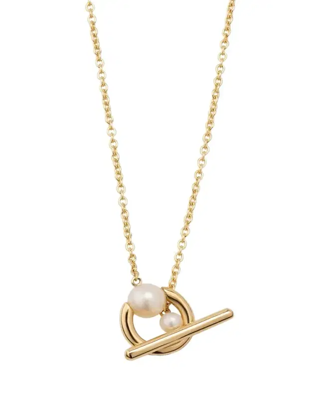 14K Recycled Yellow Gold Claudia Simple Necklace with Freshwater Pearls