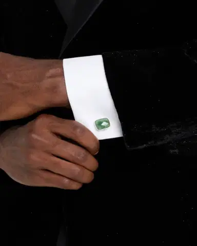 Jan Leslie Men's Square Emerald Cufflinks | Thumbnail 2