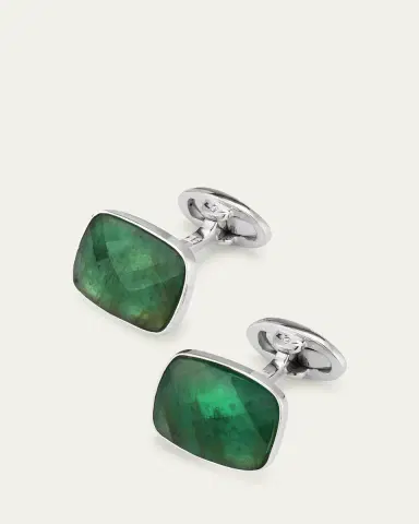 Jan Leslie Men's Square Emerald Cufflinks | Thumbnail 3