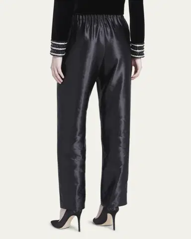Giorgio Armani Metallic Linen-Silk Straight-Leg Pull-On Trousers | Thumbnail 3 Giorgio Armani Metallic Linen-Silk Straight-Leg Pull-On Trousers | Thumbnail 3
