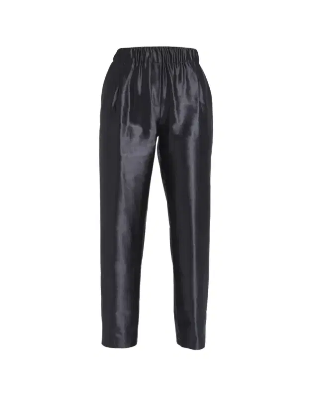Giorgio Armani Metallic Linen-Silk Straight-Leg Pull-On Trousers