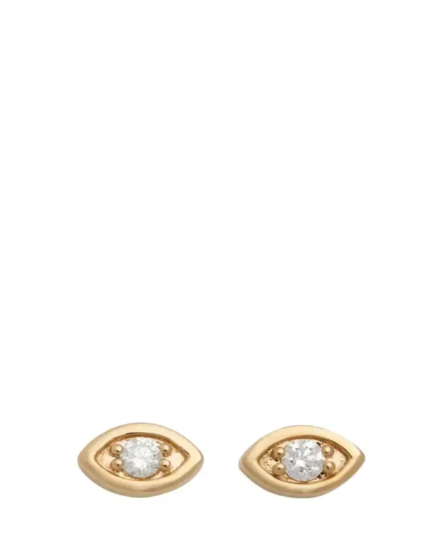 Sydney Evan 14k Yellow Gold Large Marquis Evil Eye Stud Earrings