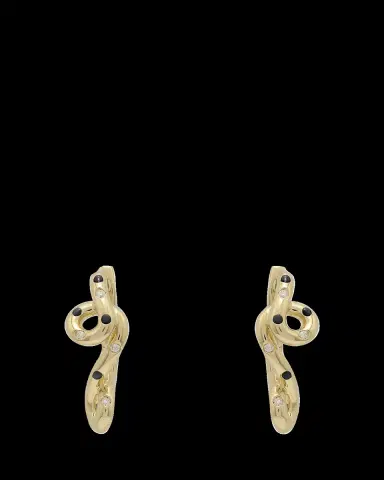 Bea Bongiasca 9K Gold Diamond and Black Enamel Polka Dot Earrings | Thumbnail 2 Bea Bongiasca 9K Gold Diamond and Black Enamel Polka Dot Earrings | Thumbnail 2