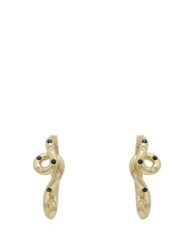 Bea Bongiasca 9K Gold Diamond and Black Enamel Polka Dot Earrings | Thumbnail 1 Bea Bongiasca 9K Gold Diamond and Black Enamel Polka Dot Earrings | Thumbnail 1