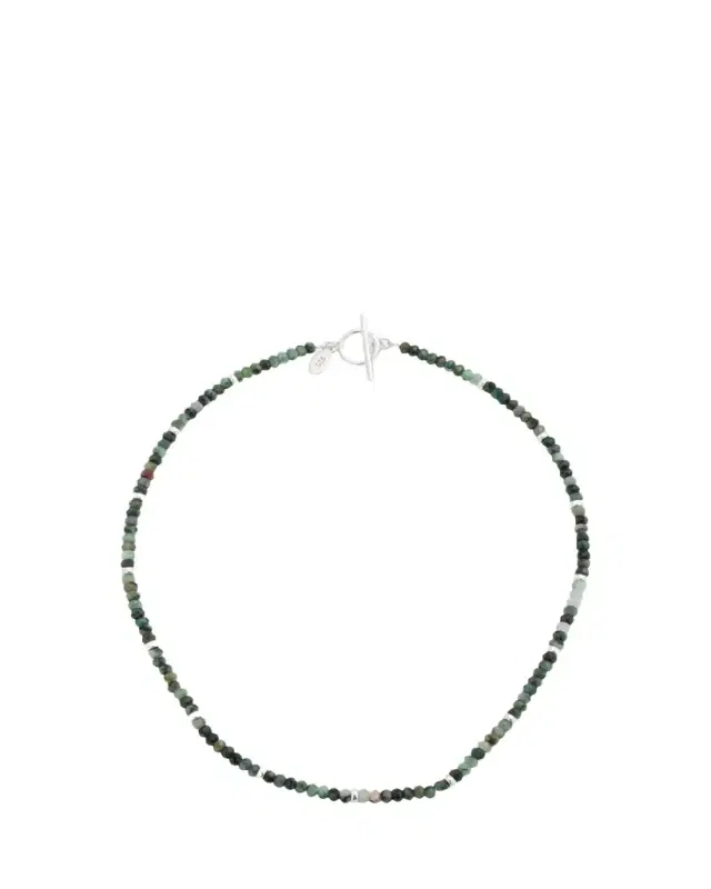 Jan Leslie Men's Emerald Beaded Necklace with Sterling Silver Spacers