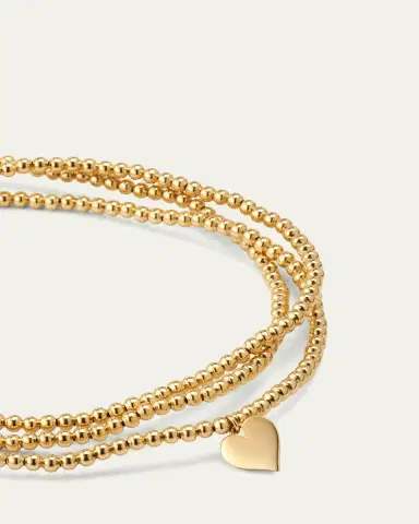 Sydney Evan 14k Yellow Gold Pure Heart Charm & Bead Wrap Bracelet | Thumbnail 3