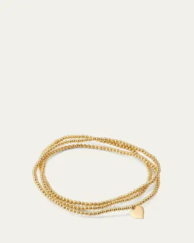 Sydney Evan 14k Yellow Gold Pure Heart Charm & Bead Wrap Bracelet | Thumbnail 4