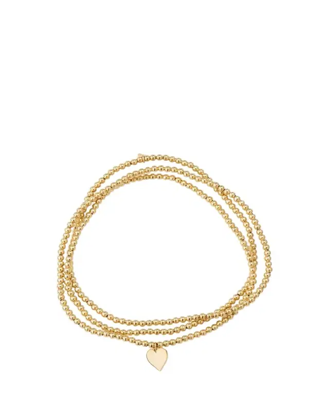 14k Yellow Gold Pure Heart Charm & Bead Wrap Bracelet