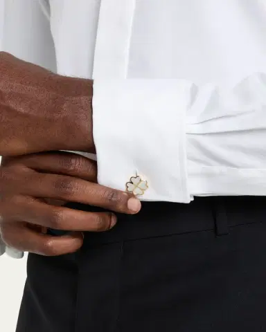Jan Leslie Men's 18K Gold Vermeil Mother-Of-Pearl Four Leaf Clover Cufflinks | Thumbnail 2