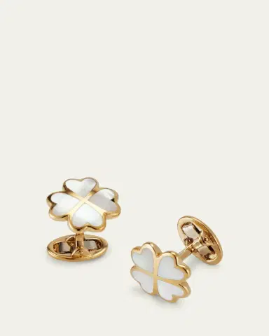 Jan Leslie Men's 18K Gold Vermeil Mother-Of-Pearl Four Leaf Clover Cufflinks | Thumbnail 3