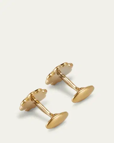 Jan Leslie Men's 18K Gold Vermeil Mother-Of-Pearl Four Leaf Clover Cufflinks | Thumbnail 4