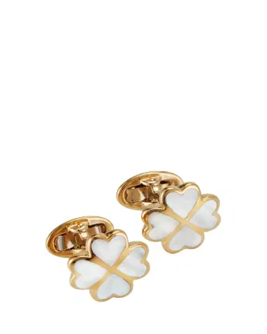 Jan Leslie Men's 18K Gold Vermeil Mother-Of-Pearl Four Leaf Clover Cufflinks | Thumbnail 1