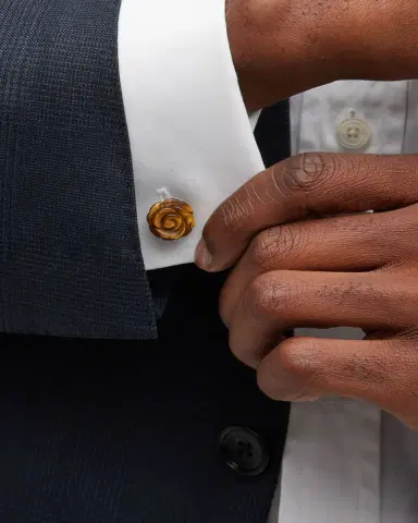 Jan Leslie Men's Carved Tiger's Eye Rose Cufflinks | Thumbnail 2 Jan Leslie Men's Carved Tiger's Eye Rose Cufflinks | Thumbnail 2