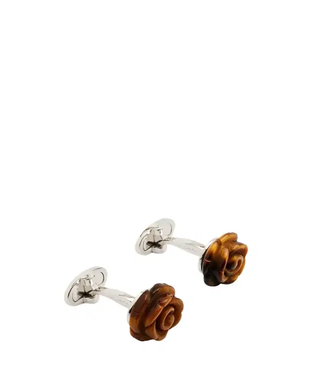 Jan Leslie Men's Carved Tiger's Eye Rose Cufflinks