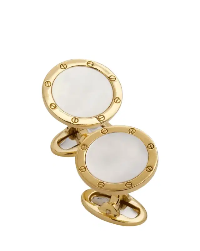 Jan Leslie Men's 18K Yellow Gold Round Gemstone Cufflinks