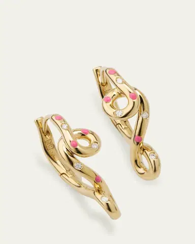 Bea Bongiasca Margherita 9K Yellow Gold & Enamel Daisy Earrings | Thumbnail 3