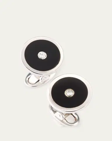Jan Leslie Men's Black Onyx and Diamond Cufflinks | Thumbnail 3 Jan Leslie Men's Black Onyx and Diamond Cufflinks | Thumbnail 3