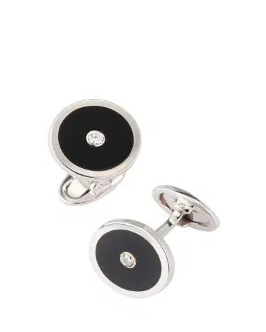 Jan Leslie Men's Black Onyx and Diamond Cufflinks | Thumbnail 1 Jan Leslie Men's Black Onyx and Diamond Cufflinks | Thumbnail 1