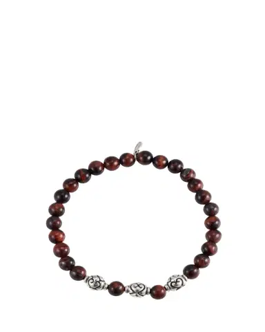 Jan Leslie Men's Red Tiger's Eye Beaded Bracelet with Sterling Silver | Thumbnail 1 Jan Leslie Men's Red Tiger's Eye Beaded Bracelet with Sterling Silver | Thumbnail 1