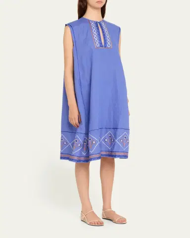 Thierry Colson Apolonia Embroidered Cotton Midi Dress | Thumbnail 4 Thierry Colson Apolonia Embroidered Cotton Midi Dress | Thumbnail 4