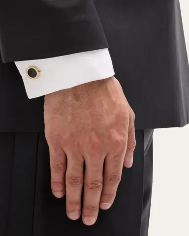 Jan Leslie Men's 18K Rose Gold Mother Of Pearl and Diamond Cufflinks | Thumbnail 2