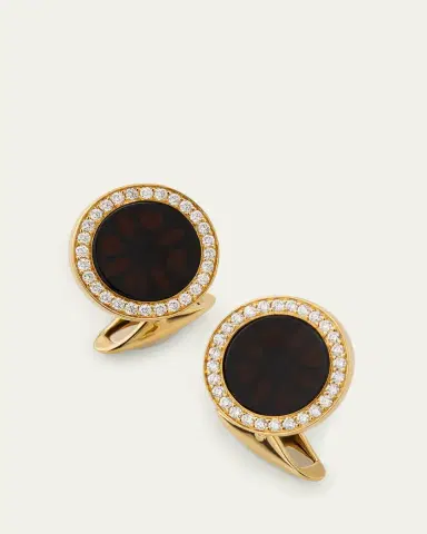Jan Leslie Men's 18K Rose Gold Mother Of Pearl and Diamond Cufflinks | Thumbnail 3