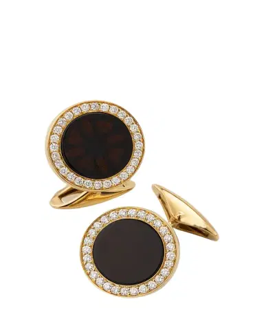 Jan Leslie Men's 18K Rose Gold Mother Of Pearl and Diamond Cufflinks | Thumbnail 1