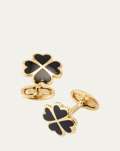 Jan Leslie Men's 18K Gold Vermeil Black Onyx Four Leaf Clover Cufflinks | Thumbnail 3 Jan Leslie Men's 18K Gold Vermeil Black Onyx Four Leaf Clover Cufflinks | Thumbnail 3