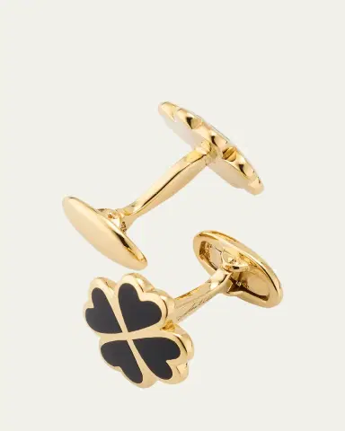 Jan Leslie Men's 18K Gold Vermeil Black Onyx Four Leaf Clover Cufflinks | Thumbnail 4 Jan Leslie Men's 18K Gold Vermeil Black Onyx Four Leaf Clover Cufflinks | Thumbnail 4