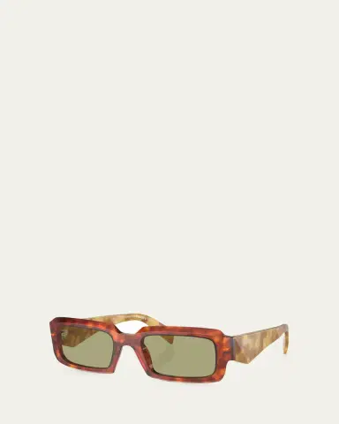 Prada Geometric Logo Acetate & Plastic Rectangle Sunglasses | Thumbnail 2