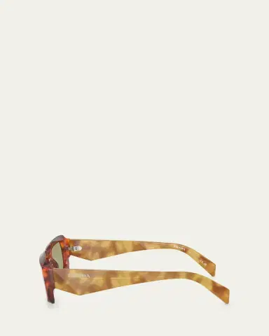 Prada Geometric Logo Acetate & Plastic Rectangle Sunglasses | Thumbnail 3