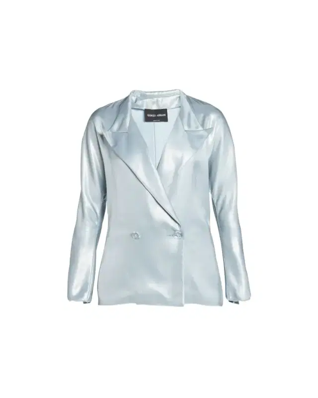 Giorgio Armani Laminated Satin Double-Breast Blazer