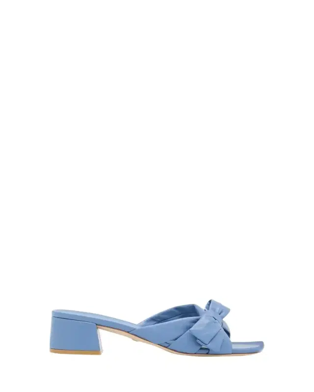Stuart Weitzman Sofia Lambskin Bow Mule Sandals