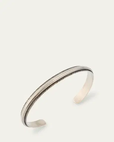Jan Leslie Men's Sterling Silver Feather-Trim Cuff Bracelet | Thumbnail 2