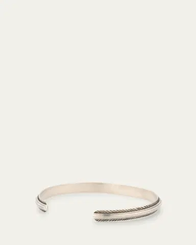 Jan Leslie Men's Sterling Silver Feather-Trim Cuff Bracelet | Thumbnail 3