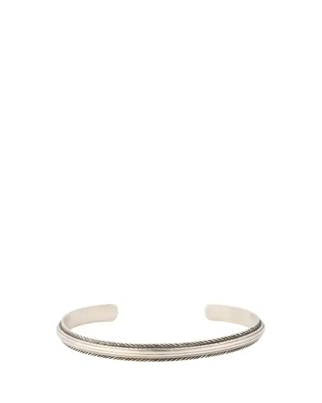 Jan Leslie Men's Sterling Silver Feather-Trim Cuff Bracelet
