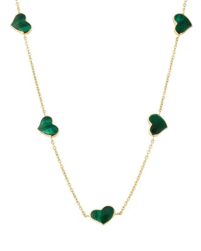Jan Leslie 18K Gold Plated 5 Station Heart Necklace, 30"L