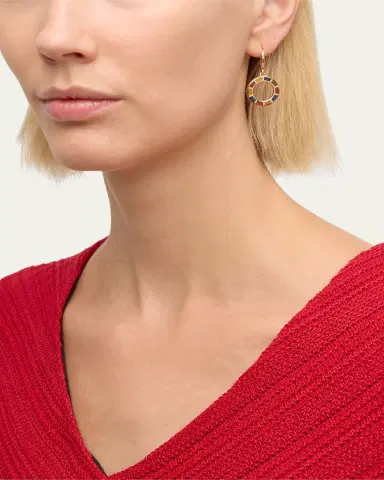 Jan Leslie 18K Gold Plated Dash Circle Drop Earrings | Thumbnail 2