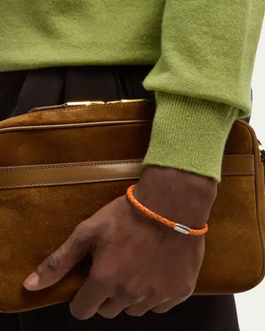 Jan Leslie Men's Braided Leather Magnetic Bracelet | Thumbnail 2