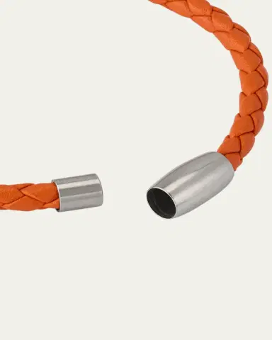 Jan Leslie Men's Braided Leather Magnetic Bracelet | Thumbnail 4