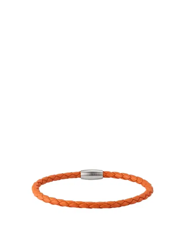 Jan Leslie Men's Braided Leather Magnetic Bracelet
