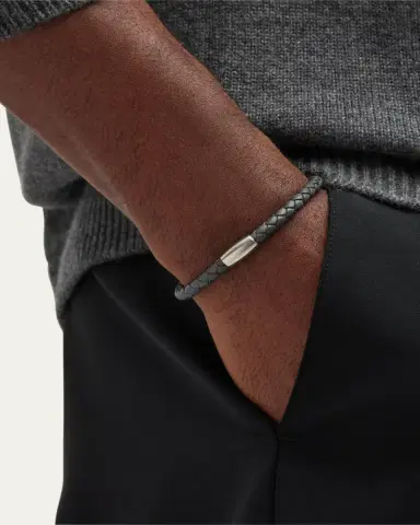 Jan Leslie Men's Woven Leather Bracelet | Thumbnail 2