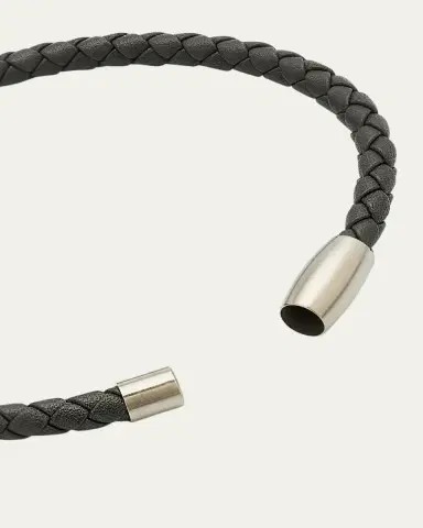 Jan Leslie Men's Woven Leather Bracelet | Thumbnail 4
