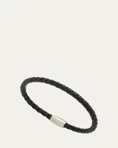 Jan Leslie Men's Magnetic Woven Leather Bracelet | Thumbnail 3